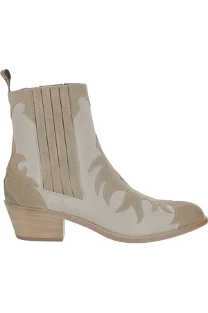 SARTORE Buty, Kobieta, Beżowy, 41 EU, Zamsz, Zamszowe Skórzane Botki Cowboy