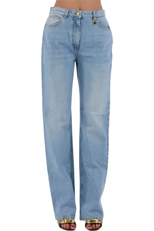 Elisabetta Franchi Jeansy, Kobieta, Niebieski, W30, Denim, Jeansyy boyfriend z ozdobnym zamkiem