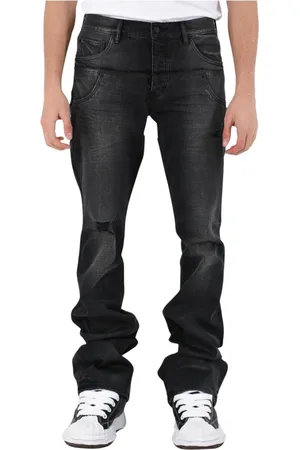 Purple Brand Jeansy, Mężczyzna, Czarny, W33, Dżinsy Skinny Flare z zapięciem na guziki