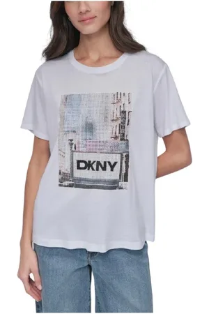 DKNY Koszulki, Kobieta, Biały, M, Subway Rhinestone T-shirt