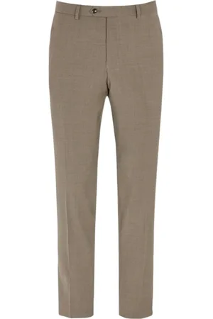 Oscar Jacobson Spodnie, Mężczyzna, brązowy, L, Wełna, Brązowe Spodnie Slim Fit z Mikrostrukturą