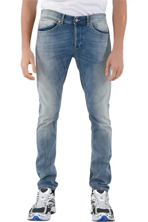 Dondup Jeansy, Mężczyzna, Niebieski, W32, Bawełna, Używane dżinsy Skinny Fit z metalowym logo