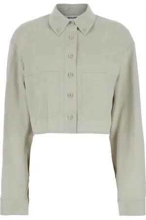 Low Classic Koszule, Kobieta, Zielony, M, Khaki Zielona Koszula Crop z Kieszeniami