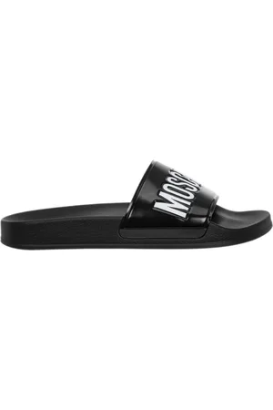Moschino Buty, Mężczyzna, Czarny, 40 EU, Gładkie Slides bez Zapięcia