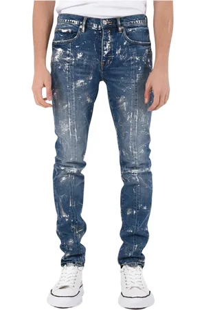 Purple Brand Jeansy, Mężczyzna, Niebieski, W32, Dżinsy Skinny z chlapnięciami farby