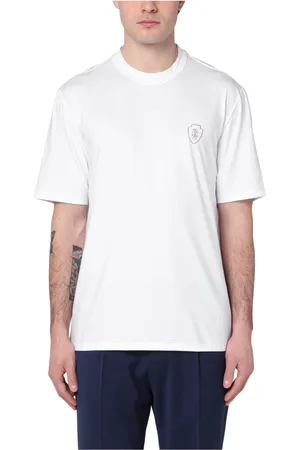 Brunello Cucinelli Koszulki, Mężczyzna, Biały, L, T-shirt z krótkim rękawem i okrągłym dekoltem