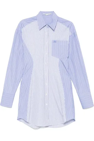 Stella McCartney Sukienki, Kobieta, Niebieski, XS, Paski Koszula Mini Sukienka