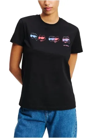 Karl Lagerfeld Koszulki, Kobieta, Czarny, XS, T-shirt Ikon Colour Regular