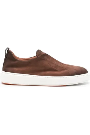 santoni Buty, Mężczyzna, brązowy, 42 1/2 EU, Brązowy kasztanowy sneaker z okrągłym palcem