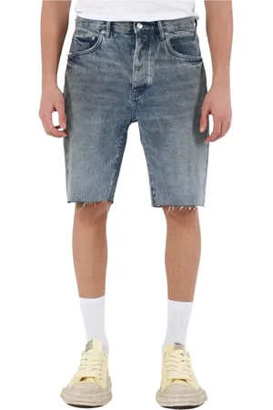 Purple Brand Szorty, Mężczyzna, Niebieski, W36, Denim, Szorty Bermudzkie z Denimu Efekt Postrzępiony