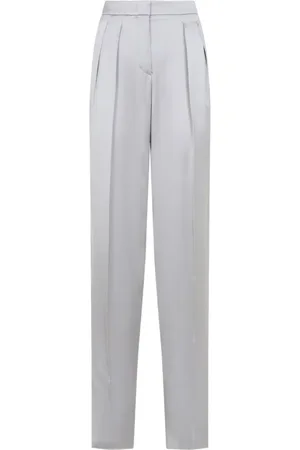 Giorgio Armani Spodnie, Kobieta, Biały, L, Wysokie jedwabne spodnie w szarym