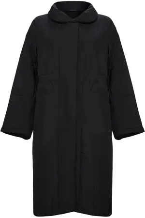 CESARE GASPARI Płaszcze, Kobieta, Czarny, 2XL, Len, Długi Pikowany Płaszcz - Czarny