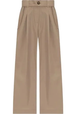 Moncler Spodnie, Kobieta, Beżowy, XS, Beżowe Spodnie Wide Leg