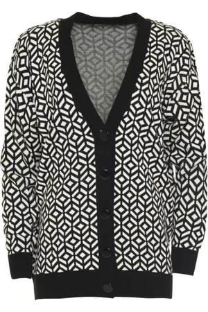 CESARE GASPARI Swetry, Kobieta, Czarny, ONE SIZE, Bawełna, Sweter w geometryczne wzory