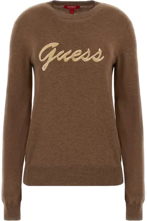 Guess Swetry, Kobieta, brązowy, M, Sweter z logo - Brązowy