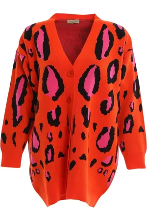 CESARE GASPARI Swetry, Kobieta, Pomarańczowy, ONE SIZE, Bawełna, Oversized Cardigan