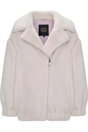 CESARE GASPARI Kurtki, Kobieta, Biały, L, Poliester, Faux Fur & Shearling Kurtki