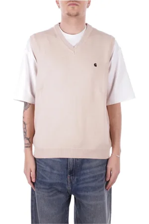 Carhartt Swetry, Mężczyzna, Beżowy, S, Sweter z logo na przodzie