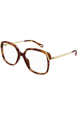 Chloé Akcesoria, unisex, brązowy, L, Kwadratowe okulary optyczne w kolorze Havana