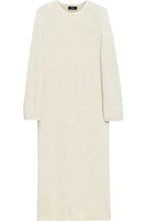 THEORY Sukienki, Kobieta, Beżowy, S, Bawełna, Offwhite Sukienka Midi Bouclé