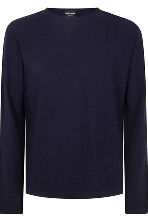 Giorgio Armani Swetry, Mężczyzna, Niebieski, XL, Niebieski Sweter w Sznurku