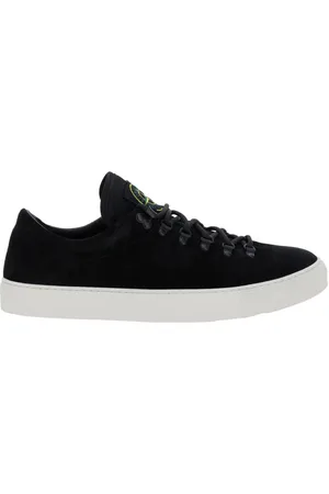 Stone Island Buty, Mężczyzna, Czarny, 41 EU, Zamsz, Czarne Niskie Sneakersy z Logo Patch
