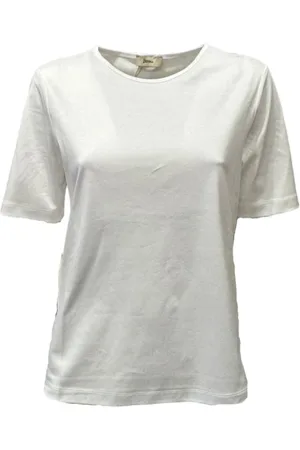HERNO Koszulki, Kobieta, Biały, L, Casual T-shirt z okrągłym dekoltem