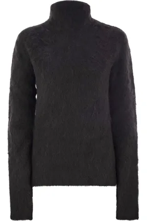 Sportmax Swetry, Kobieta, Czarny, L, Sweter z Alpaki z Wysokim Kołnierzem