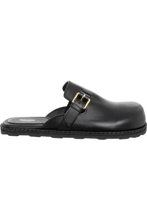 Moschino Buty, Mężczyzna, Czarny, 44 EU, Regulowana Klamerka Kapcie, Jednolity Kolor