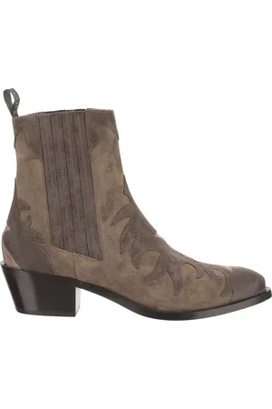 SARTORE Buty, Kobieta, brązowy, 37 1/2 EU, Zamsz, Zamszowe Skórzane Buty Cowboy na Kostkę