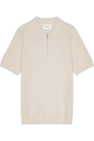 NN.07 Koszulki, Mężczyzna, Beżowy, XL, Polo z zamkiem Ecru
