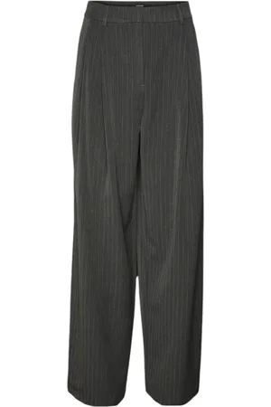 VERO MODA Spodnie, Kobieta, Szary, M, Pinstripe Wide Leg Trousers