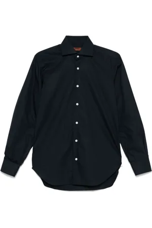 BARBA Koszule, Mężczyzna, Niebieski, L, Bawełna, Midnight Poplin Koszula