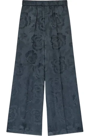 Kenzo Spodnie, Kobieta, Czarny, S, Spodnie Peonies Jacquard Czarne