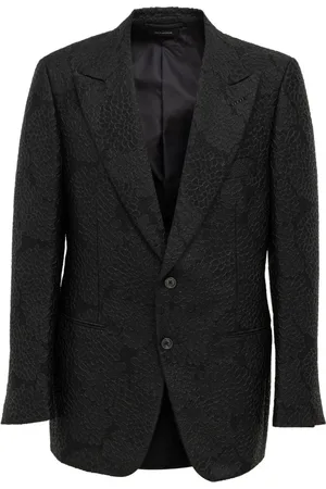 Tom Ford Kurtki, Mężczyzna, Czarny, L, Poliester, Czarna Kurtka z Haftem Regular Fit