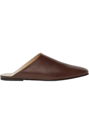 Loro Piana Buty, Kobieta, brązowy, 38 EU, Skóra, Brązowy płaski mule z skóry