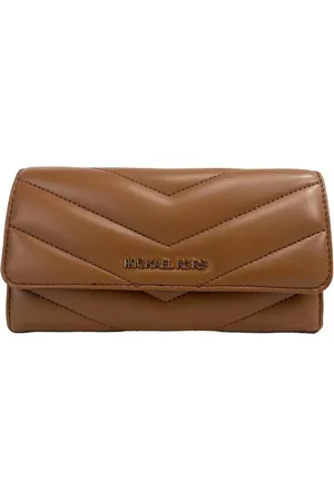 Michael Kors Akcesoria, Kobieta, brązowy, ONE SIZE, Skóra, Elegancki Trójskładany Portfel Skórzany