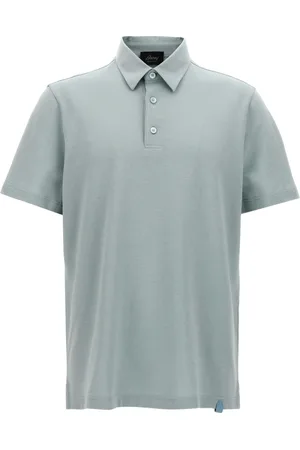 BRIONI Koszulki, Mężczyzna, Zielony, M, Pikowany polo shirt z bawełny