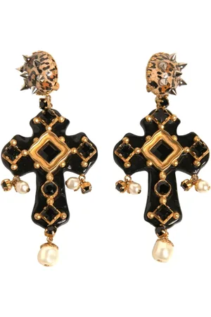 Dolce & Gabbana Akcesoria, Kobieta, Czarny, ONE SIZE, Kryształowe Kolczyki na klips