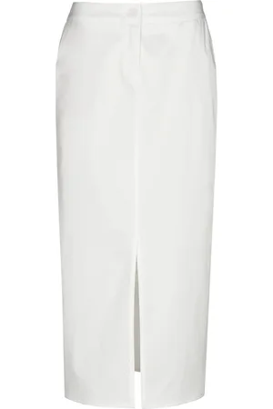 Marie Méro Spódnice, Kobieta, Biały, 2XL, Biała Bawełniana Spódnica Do Połowy Łydki