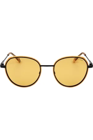 Polaroid Akcesoria, unisex, Żółty, ONE SIZE, Żółte Metalowe Okrągłe Okulary przeciwsłoneczne