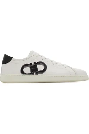 Salvatore Ferragamo Buty, Mężczyzna, Biały, 39 EU, Białe Sneakersy z nadrukiem Gancini