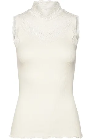 Rosemunde Koszulki, Kobieta, Beżowy, XL, Bawełna, Kobiecy Top z Koronką Ivory