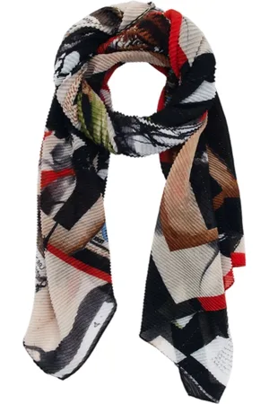 Desigual Akcesoria, Kobieta, Wielobarwność, ONE SIZE, Zielony Wzorzysty Szal z Poliestru