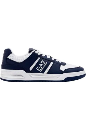 EA7 Buty, Mężczyzna, Wielobarwność, 41 1/3 EU, Niebieskie Sneakersy z Cholewką Skórzaną