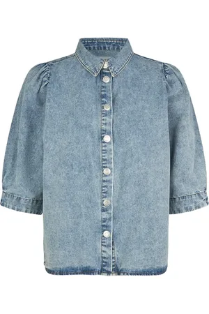 Lollys Laundry Bluzki, Kobieta, Niebieski, 2XL, Denim, Feminine Denim Shirt z Efektem Spłowiałego