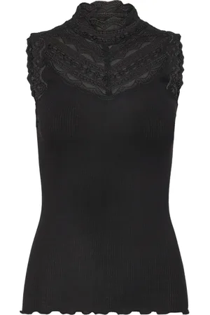 Rosemunde Koszulki, Kobieta, Czarny, XS, Czarny Koronkowy Top i T-shirt