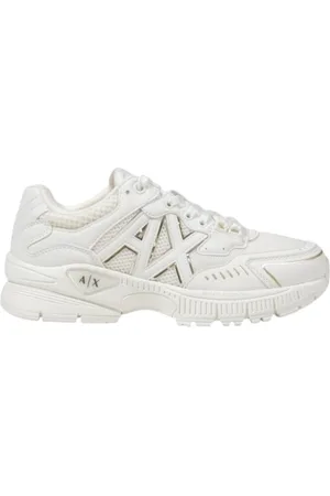 Armani Exchange Buty, Kobieta, Biały, 39 EU, Białe Poliestrowe Buty Sportowe na Sznurowadła