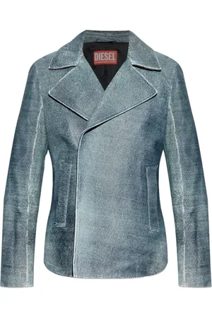 Diesel Kurtki, Mężczyzna, Niebieski, M, Denim, Indigo Denim Kurtka Podwójnorzędowa