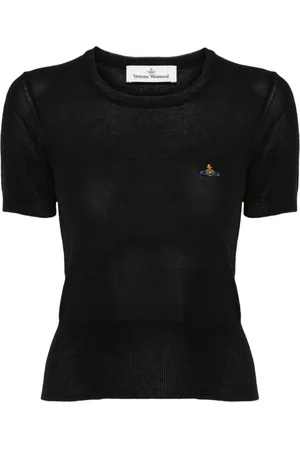 Vivienne Westwood Koszulki, Kobieta, Czarny, M, Czarny Podpis Orb Logo Crew Neck